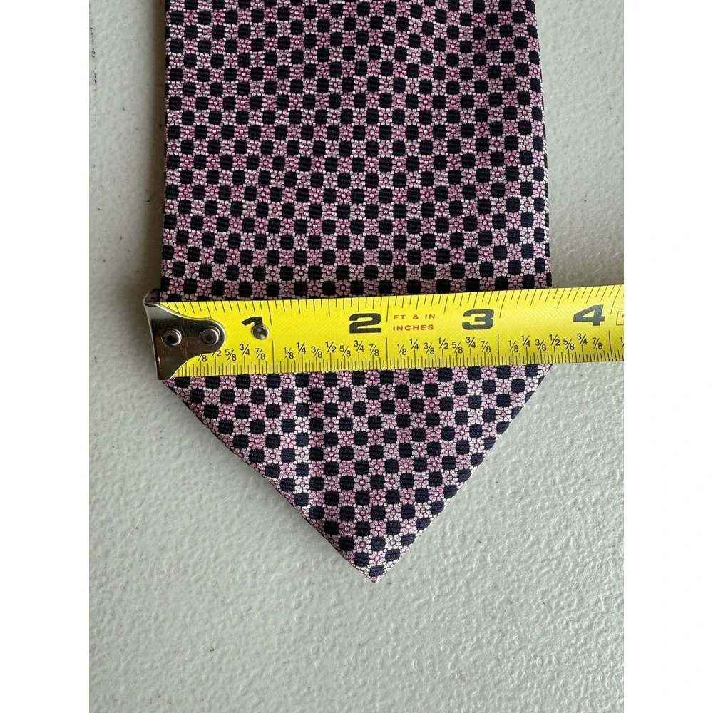 Vintage Burberrys of London‎ Silk Tie Pink Navy Geometric Check